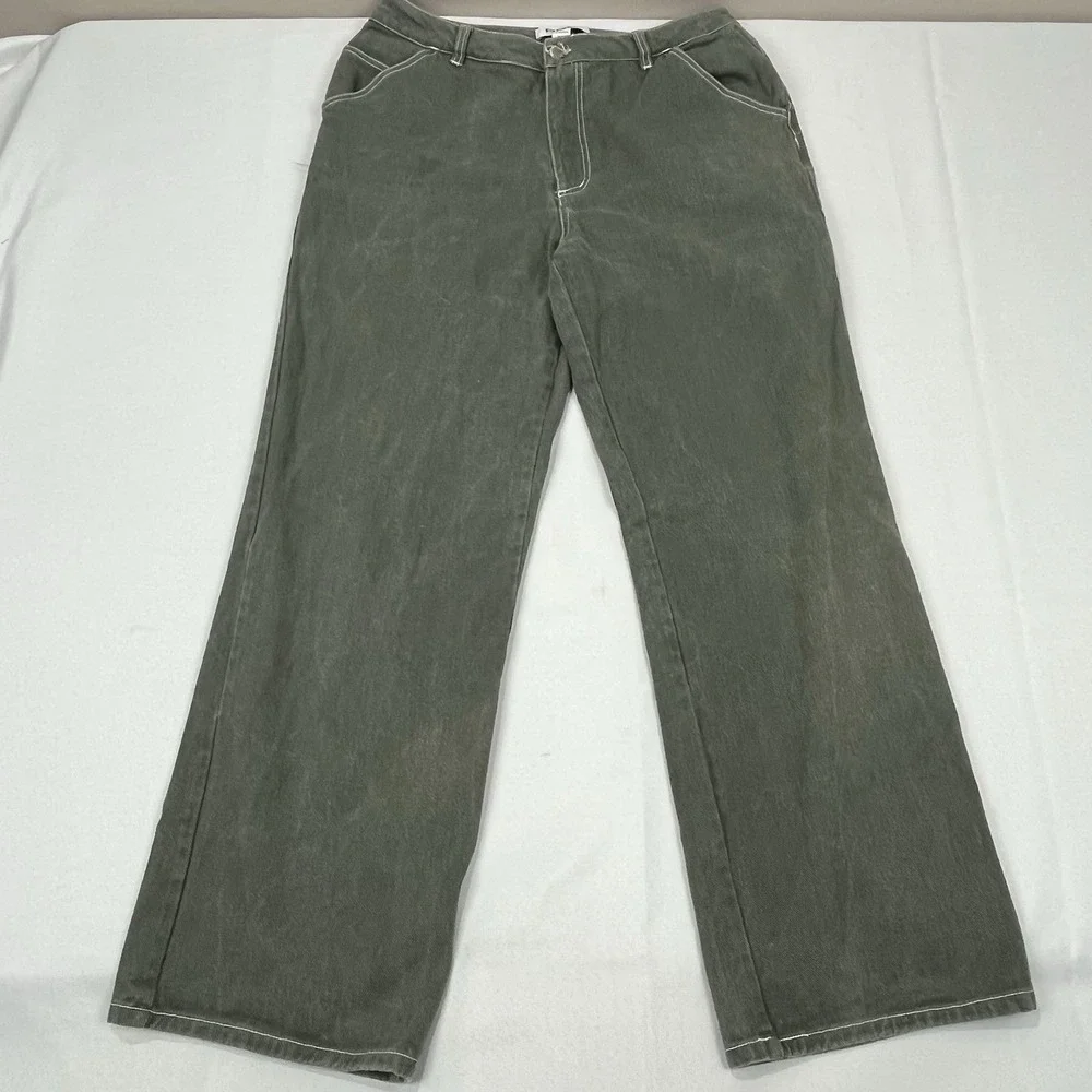 RSQ Y2K Baggy Green Denim‎ Pants Mens Size L 30x30 Carpenter Jeans